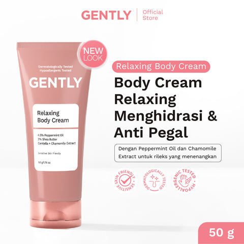 GENTLY Relaxing Body Cream | Mengandung Arnica Oil + Peppermint Oil + Centella Extract | Skincare Ibu Hamil dan Menyusui Terdaftar BPOM | Cream yang Memberikan Rasa Nyaman Tubuh dan Melancarkan Sirkulasi Darah