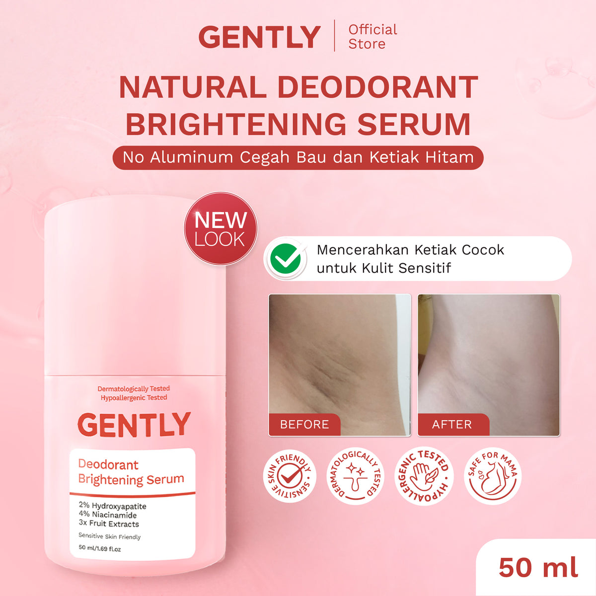 GENTLY Deodorant Brightening Serum | Menahan bau & keringat, dan Mencerahkan Ketiak I Non Aluminum
