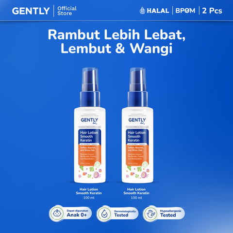 GENTLY Baby Hair Lotion Smooth Keratin 2 Pcs with Celery, Beetroot Extract, & Candlenut Oil | Lotion Anak Penumbuh, Penebal & Merapikan Rambut