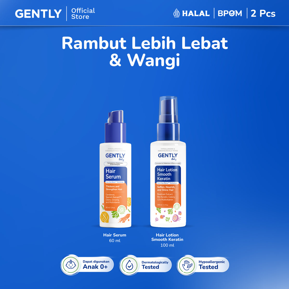 GENTLY Baby Hair Serum 100ml | Serum Penumbuh & Penyubur Rambut Bayi dan Anak | Haircare Bayi & Anak-Anak