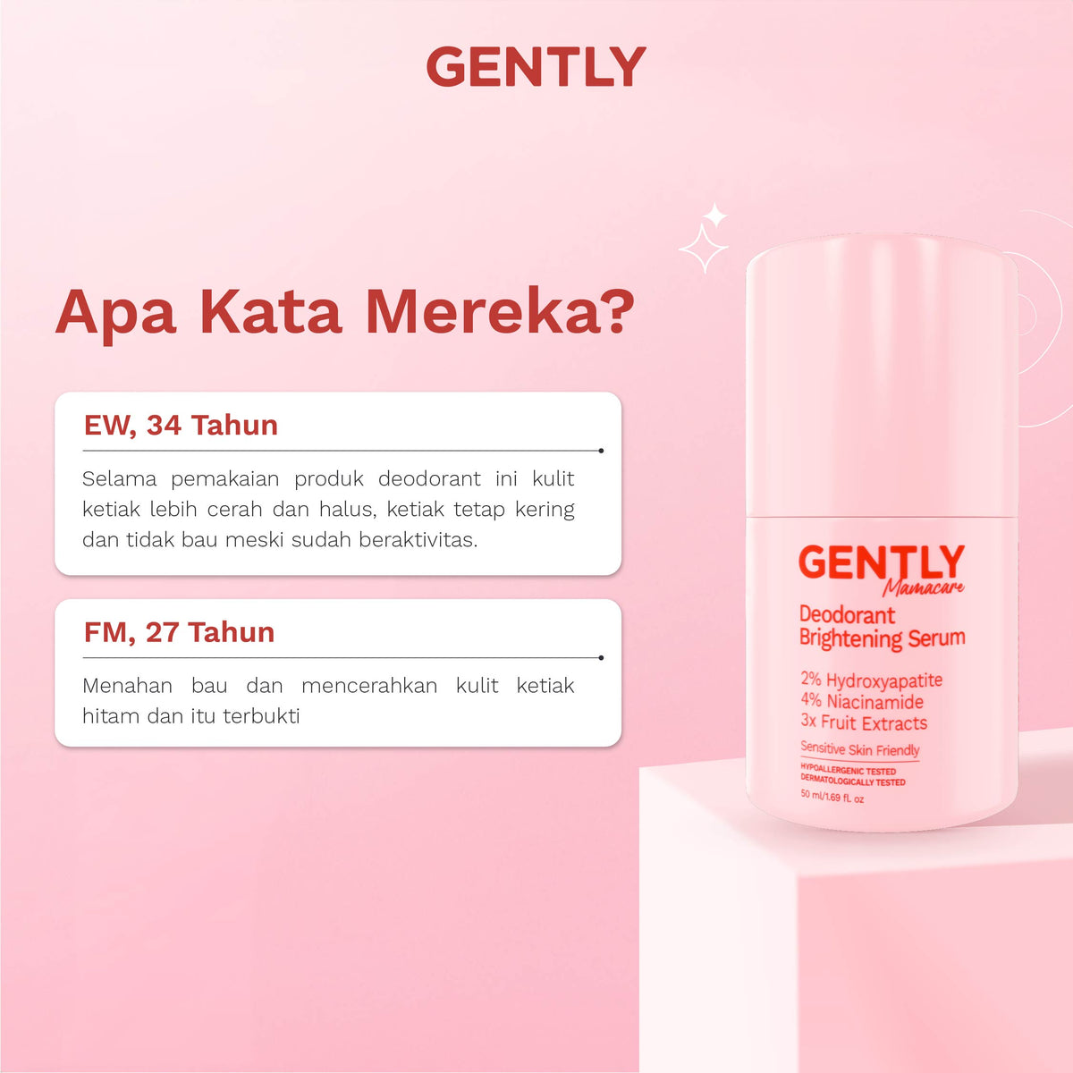 GENTLY Deodorant Brightening Serum | Menahan bau & keringat, dan Mencerahkan Ketiak I Non Aluminum