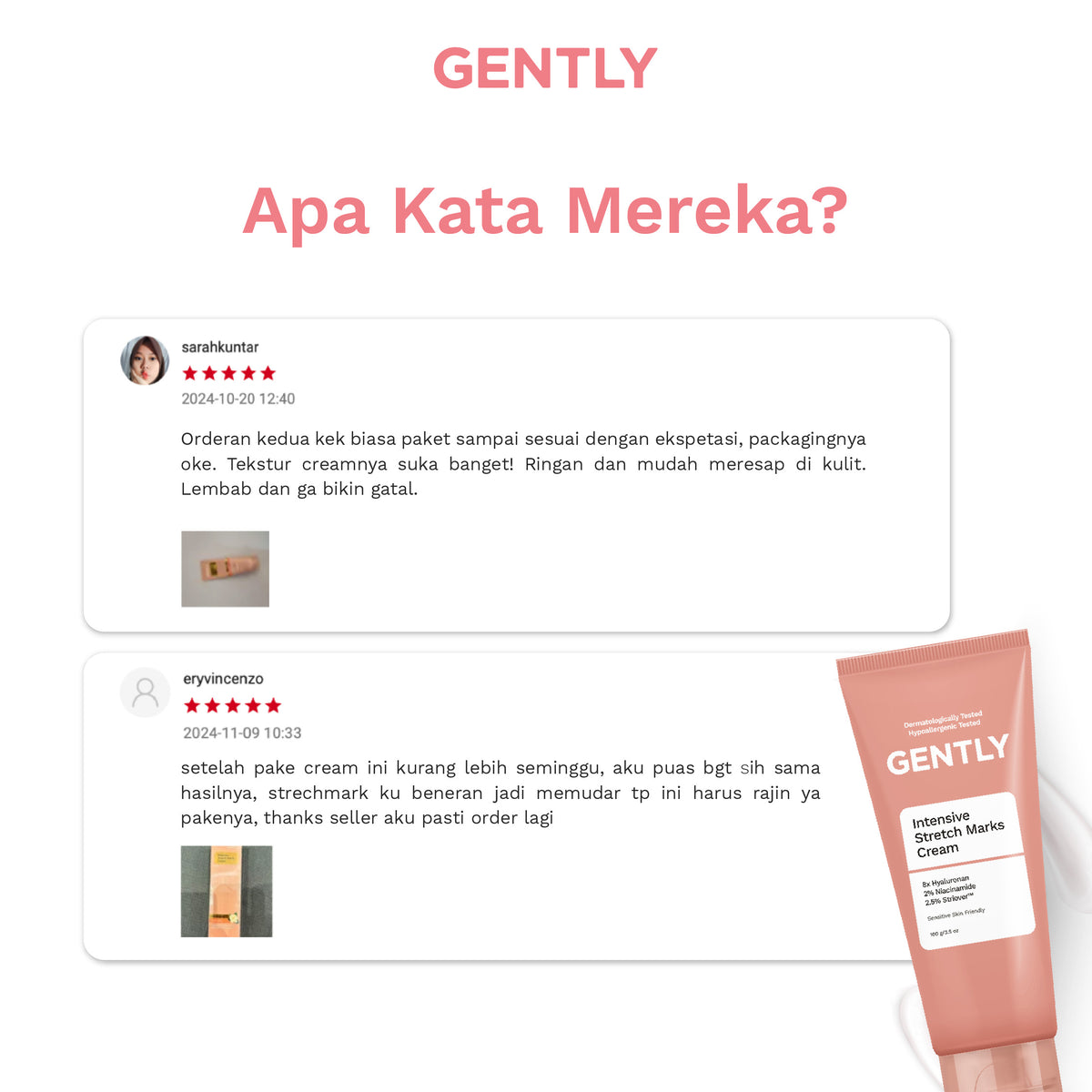 GENTLY Intensive Stretch Marks Cream 100g | Complex Hydrating Formula  5X Natural Soothing Agent | Skincare Ibu Hamil dan Menyusui Terdaftar BPOM | Cream untuk Menyamarkan Peregangan Kulit dan Membantu Melembapkan