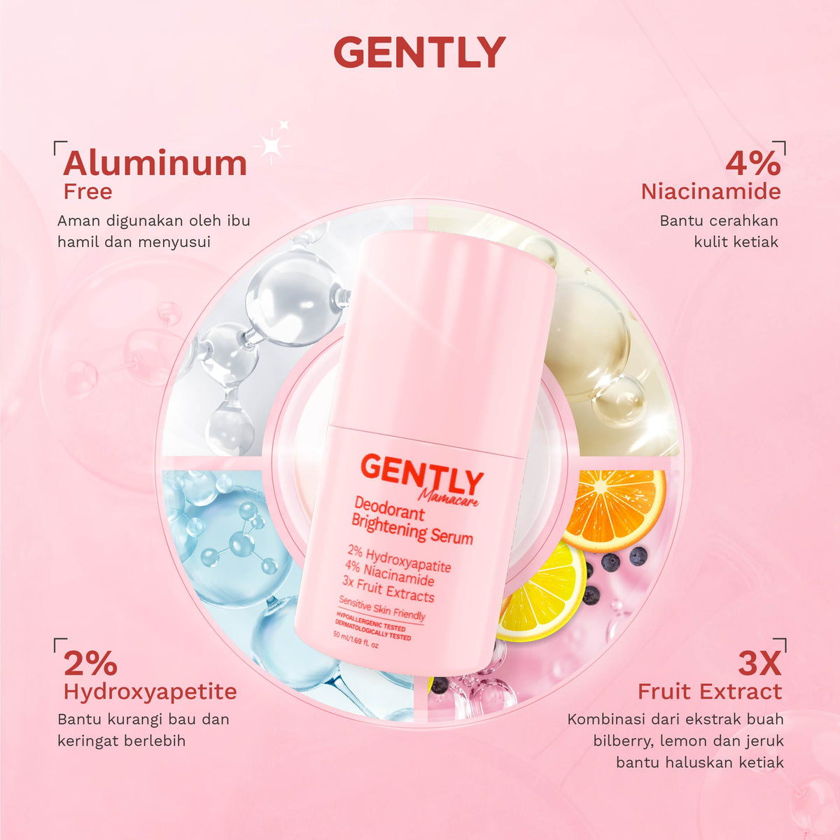 GENTLY Deodorant Brightening Serum | Menahan bau & keringat, dan Mencerahkan Ketiak I Non Aluminum