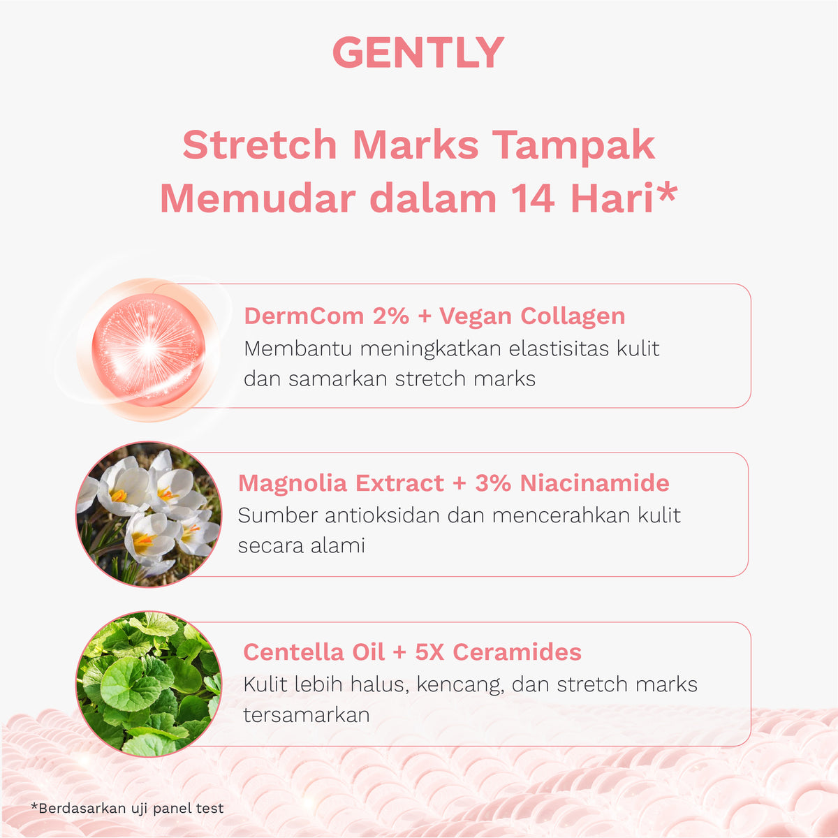 GENTLY Advanced Stretch Marks Oil Serum | Arnica Oil + 5x Ceramide + Magnolia Extract + 3% Niacinamide Snow Crocus Extract + Vegan Collagen | Skincare Ibu Hamil dan Menyusui Terdaftar BPOM | Oil Serum untuk Menyamarkan Peregangan Kulit