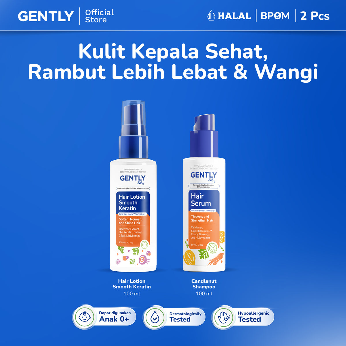 GENTLY Baby Hair Lotion 100ml | Lotion Melebatkan & Melembutkan Rambut Anak | Hair Care Bayi & Anak-Anak