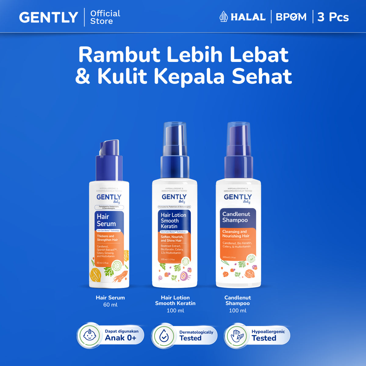 GENTLY Baby Hair Serum 100ml | Serum Penumbuh & Penyubur Rambut Bayi dan Anak | Haircare Bayi & Anak-Anak