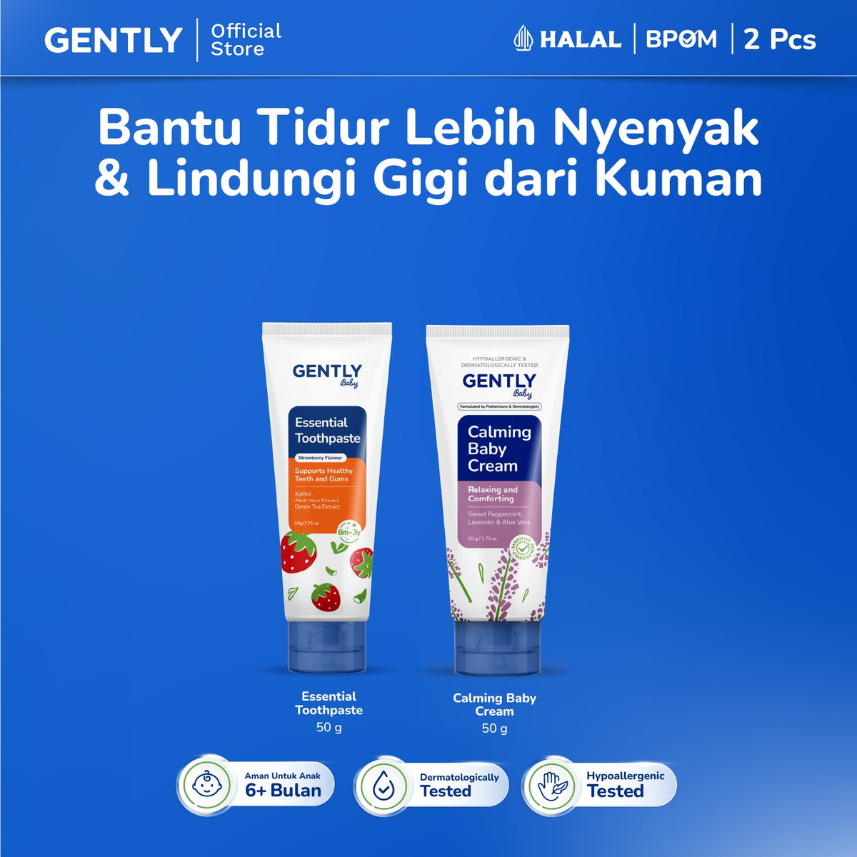 GENTLY Baby Essential Toothpaste - Pasta Gigi Bayi Anak 50 gr | Aman Tertelan | Rasa Strawberry