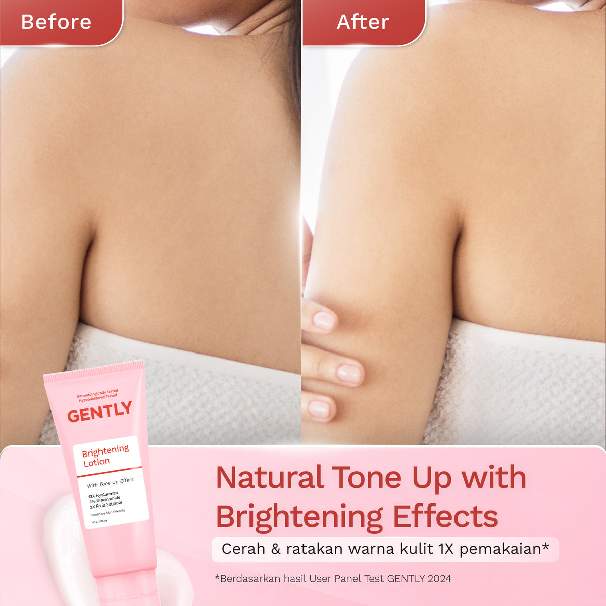 GENTLY Brightening Lotion 50 gr - Mencerahkan dan Meratakan Warna Kulit | Hyaluronan & Niacinamide