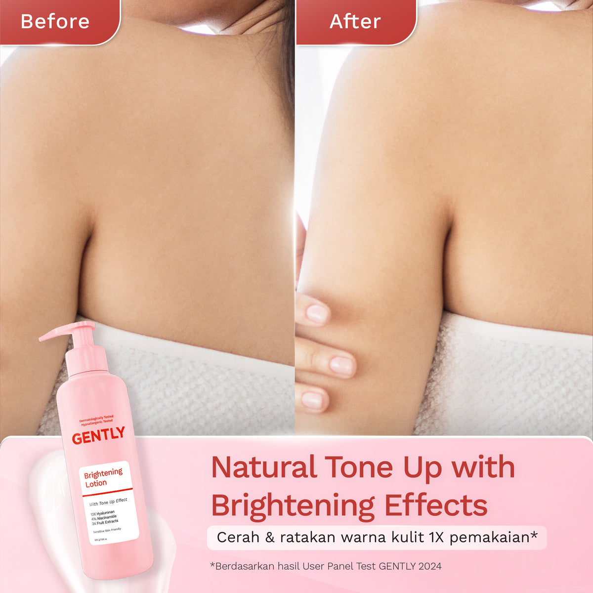 GENTLY Brightening Lotion 200gr - Body Lotion Mencerahkan Kulit, 4% Niacinamide