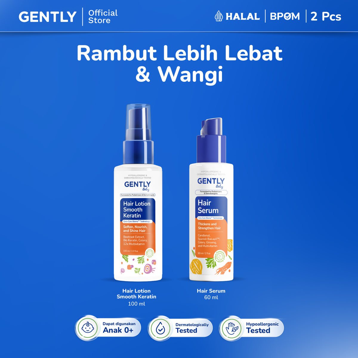 GENTLY Baby Hair Lotion 100ml | Lotion Melebatkan & Melembutkan Rambut Anak | Hair Care Bayi & Anak-Anak
