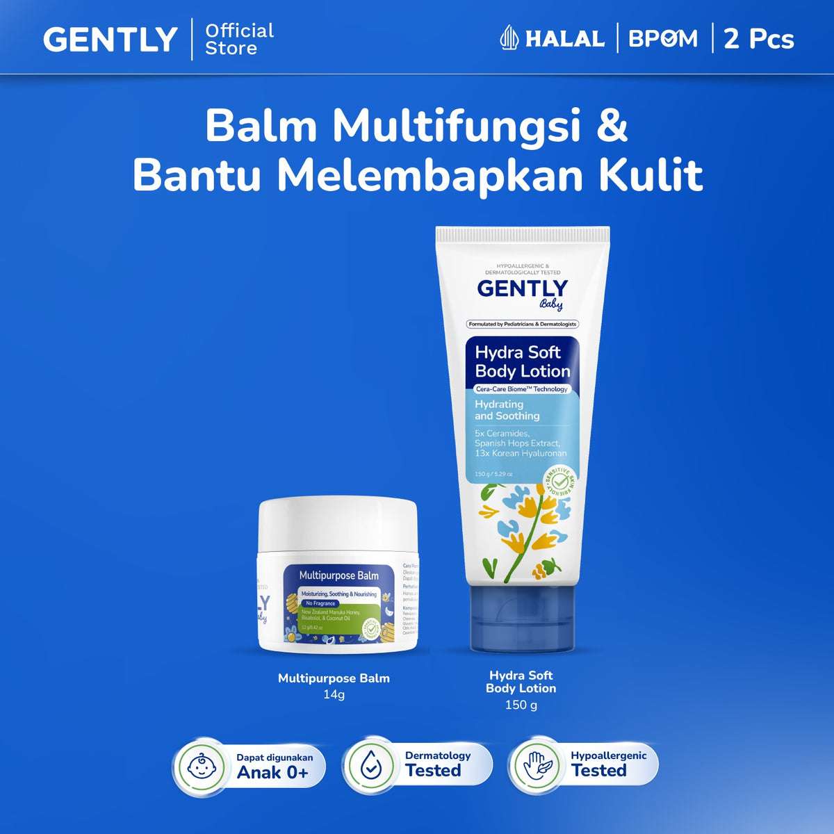 GENTLY Baby Multipurpose Balm 12gr - Baby Balm Multifungsi dengan New Zealand Manuka Honey | 5x Ceramides | Untuk Kulit Sensitif & Kering