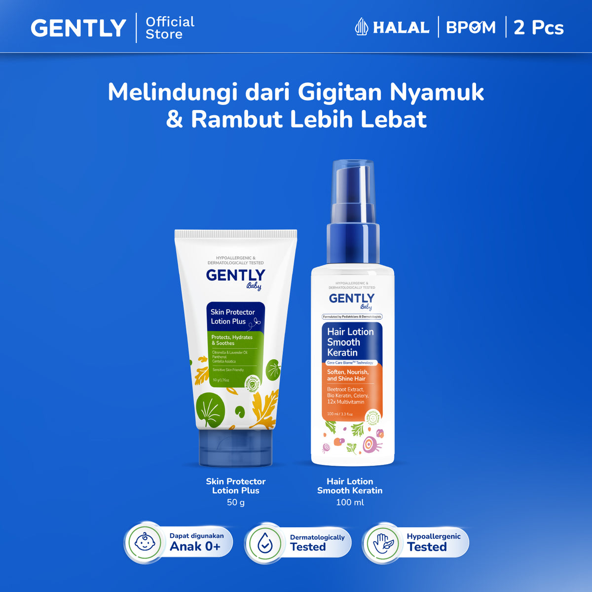 GENTLY Baby Skin Protector Lotion Plus 50gr - Anti Nyamuk Bayi Citronella | Lotion Anti Nyamuk 8 Jam untuk Bayi & Anak | Cream Anti Nyamuk
