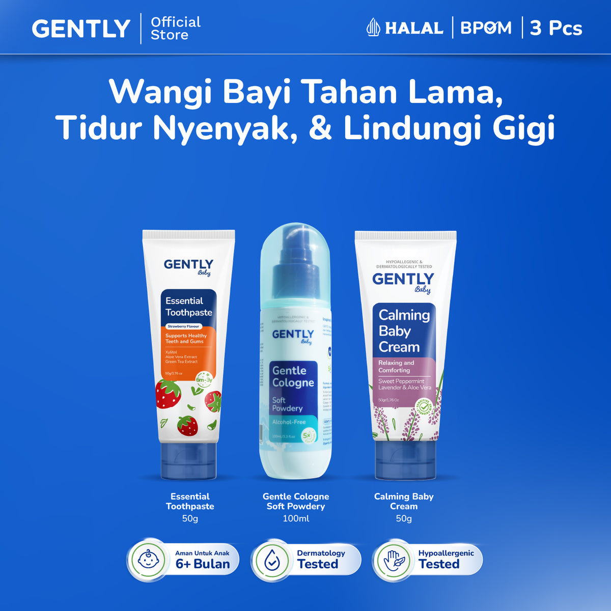 GENTLY Baby Essential Toothpaste - Pasta Gigi Bayi Anak 50 gr | Aman Tertelan | Rasa Strawberry