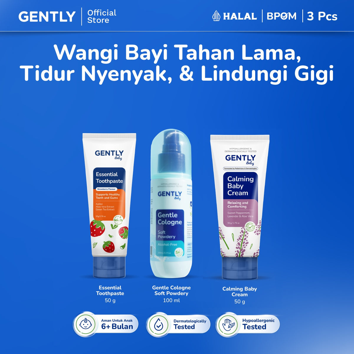 GENTLY Baby Essential Toothpaste - Pasta Gigi Bayi Anak 50 gr | Aman Tertelan | Rasa Strawberry