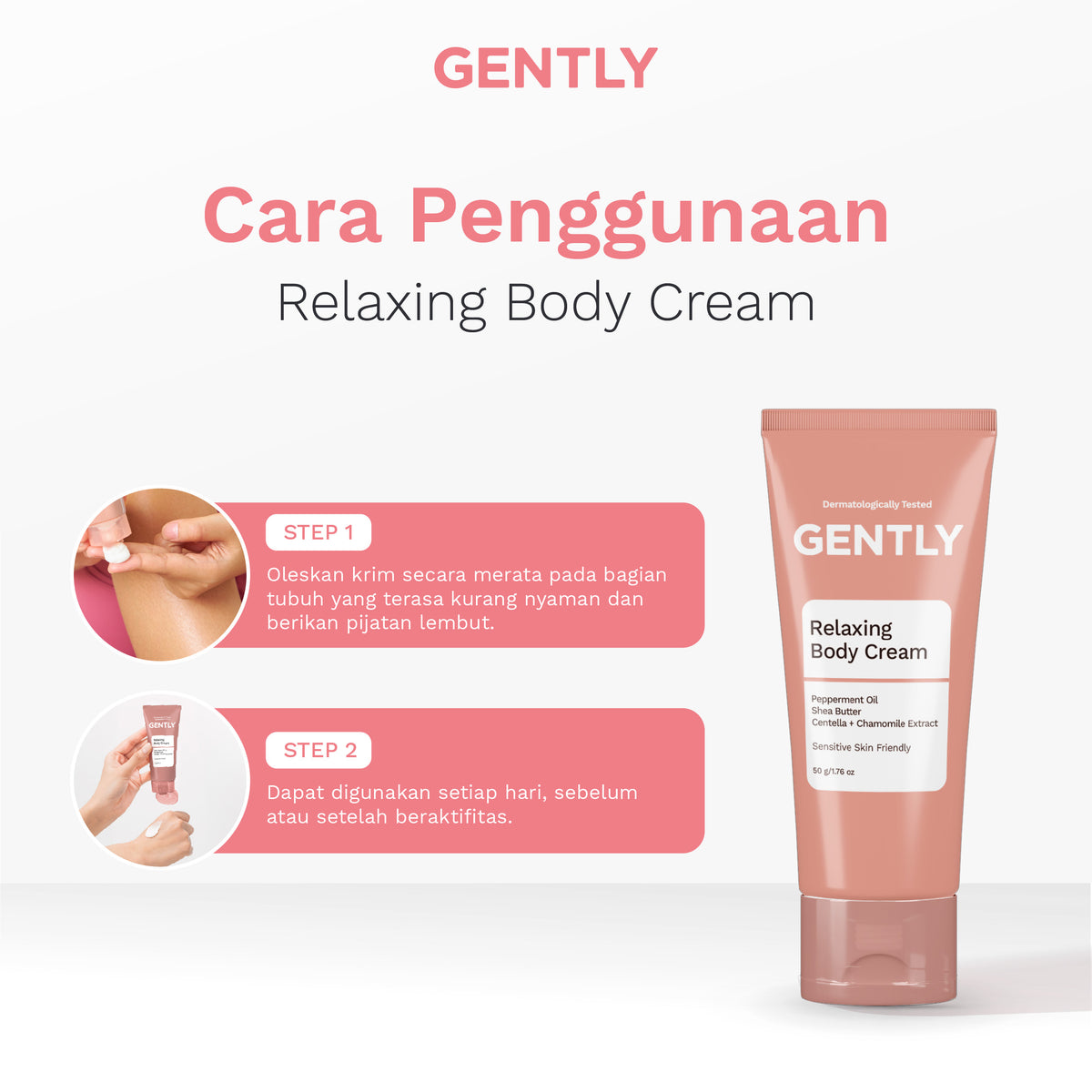 GENTLY Relaxing Body Cream | Mengandung Arnica Oil + Peppermint Oil + Centella Extract | Skincare Ibu Hamil dan Menyusui Terdaftar BPOM | Cream yang Memberikan Rasa Nyaman Tubuh dan Melancarkan Sirkulasi Darah
