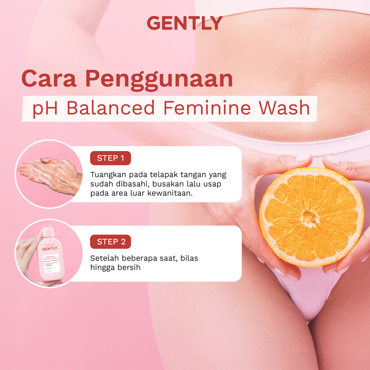 GENTLY pH Balanced Feminine Wash 100ml & 60ml - Pembersih Kewanitaan Kurangi Gatal, Bau, Keputihan - Natural & Lembut untuk kulit Sensitive - Dermatologically dan Hypoallergenic