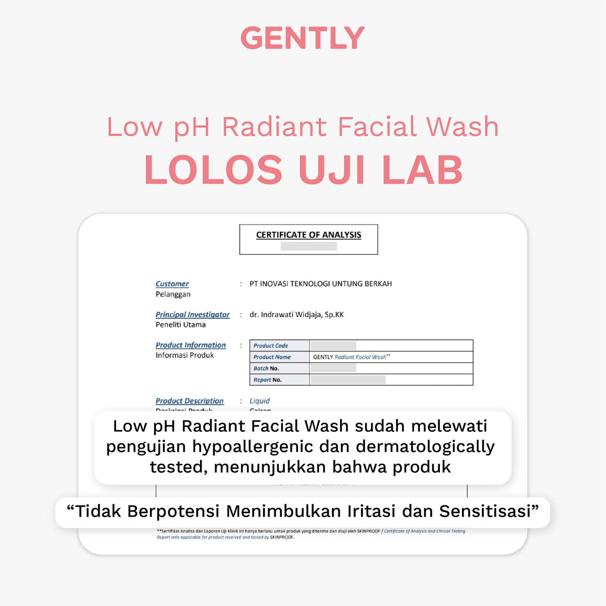 GENTLY Low pH Radiant Facial Wash | Rainbow Algae + 11x Hyaluronan + 5x Ceramide + 5x Soothing Agents | Skincare Ibu Hamil dan Menyusui Terdaftar BPOM | Sabun Cuci Muka Gentle yang Mampu Menghidrasi dan Menyejukkan Kulit