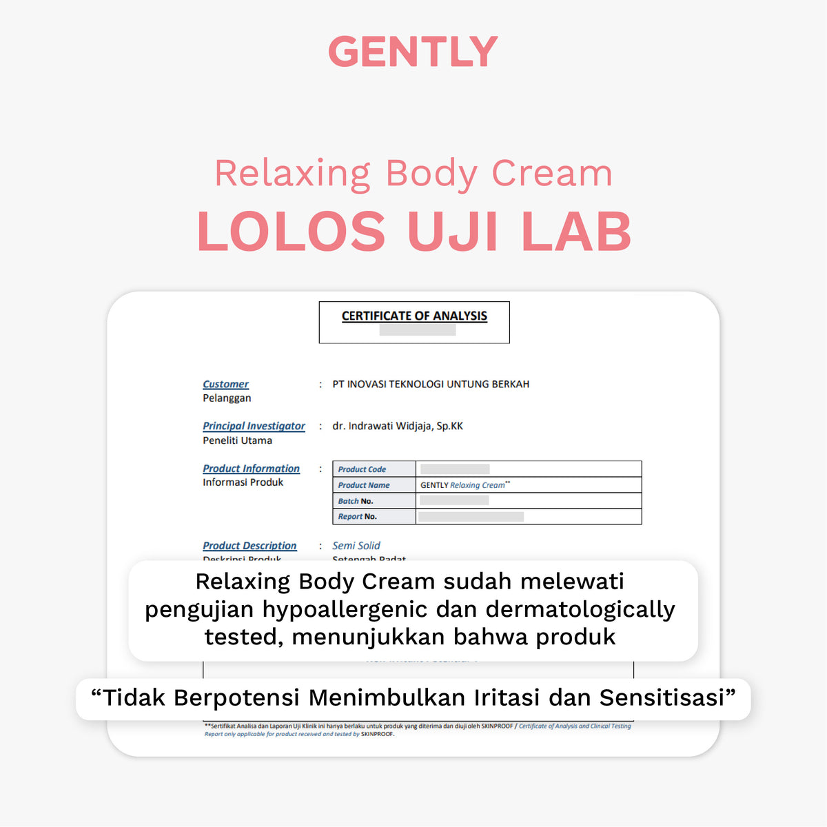 GENTLY Relaxing Body Cream | Mengandung Arnica Oil + Peppermint Oil + Centella Extract | Skincare Ibu Hamil dan Menyusui Terdaftar BPOM | Cream yang Memberikan Rasa Nyaman Tubuh dan Melancarkan Sirkulasi Darah