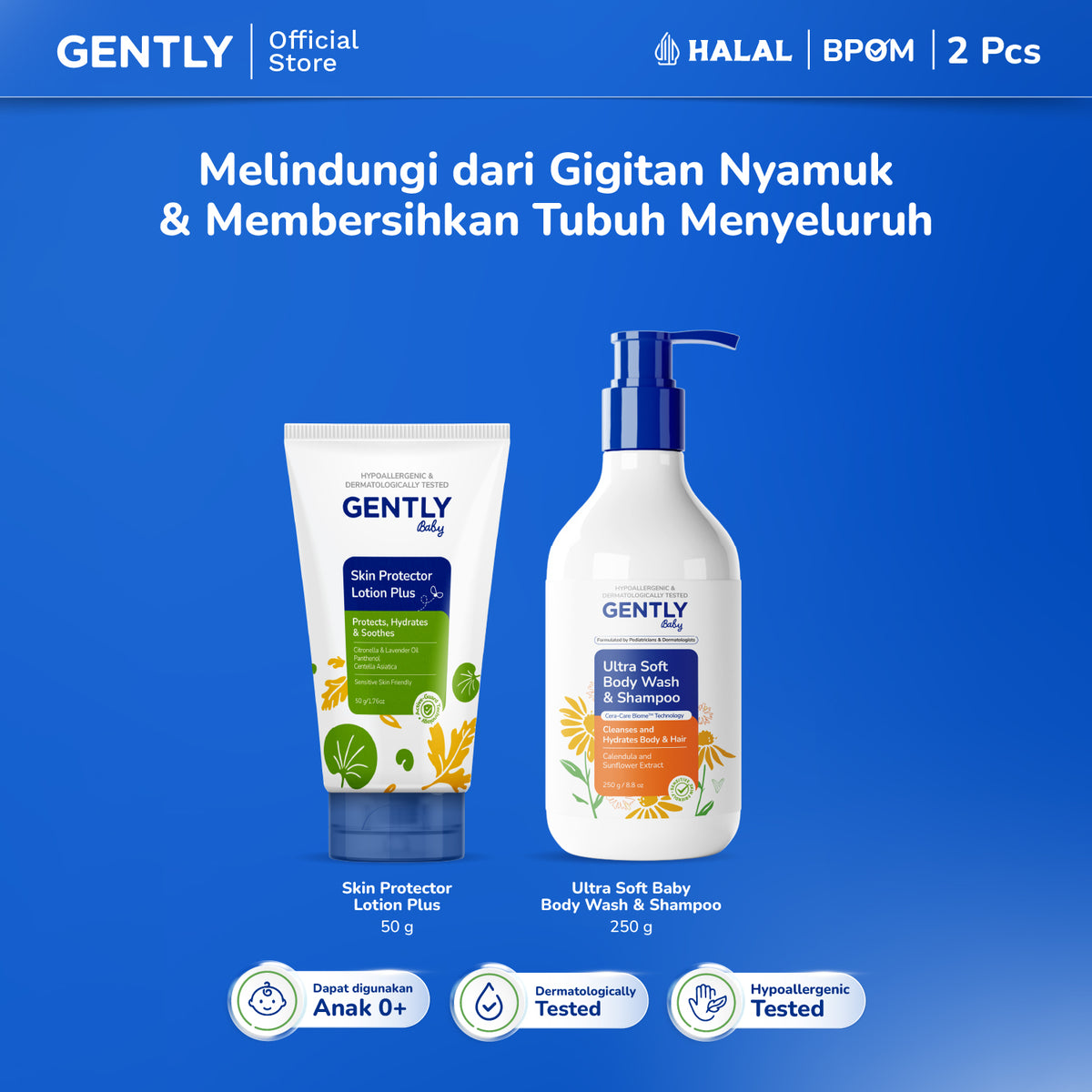 GENTLY Baby Skin Protector Lotion Plus 50gr - Anti Nyamuk Bayi Citronella | Lotion Anti Nyamuk 8 Jam untuk Bayi & Anak | Cream Anti Nyamuk