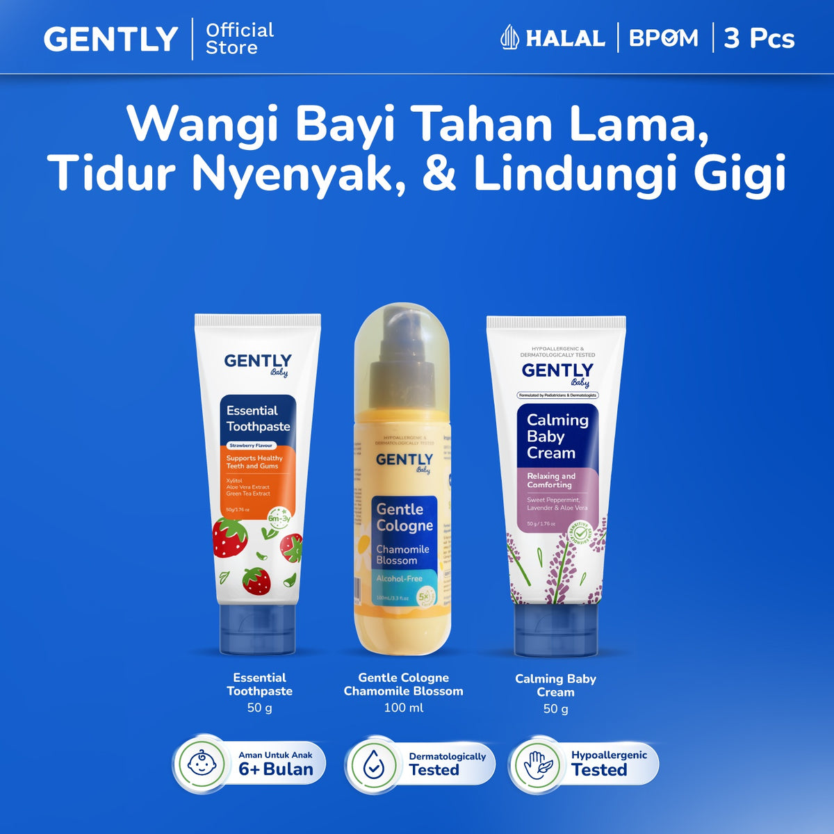 GENTLY Baby Essential Toothpaste - Pasta Gigi Bayi Anak 50 gr | Aman Tertelan | Rasa Strawberry
