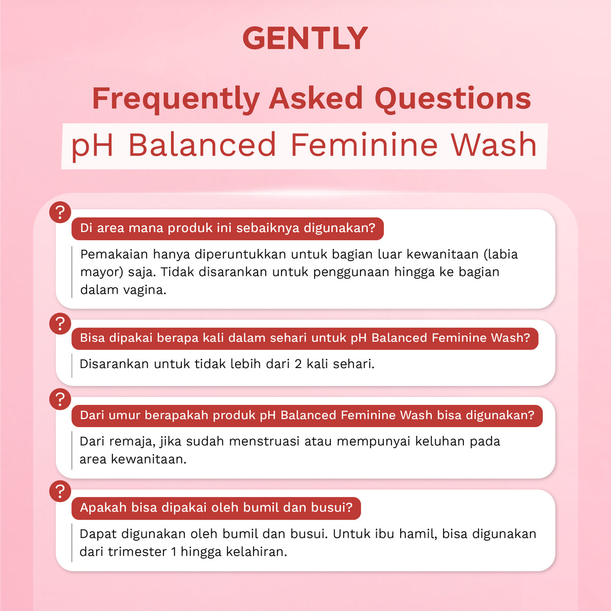 GENTLY pH Balanced Feminine Wash 100ml & 60ml - Pembersih Kewanitaan Kurangi Gatal, Bau, Keputihan - Natural & Lembut untuk kulit Sensitive - Dermatologically dan Hypoallergenic
