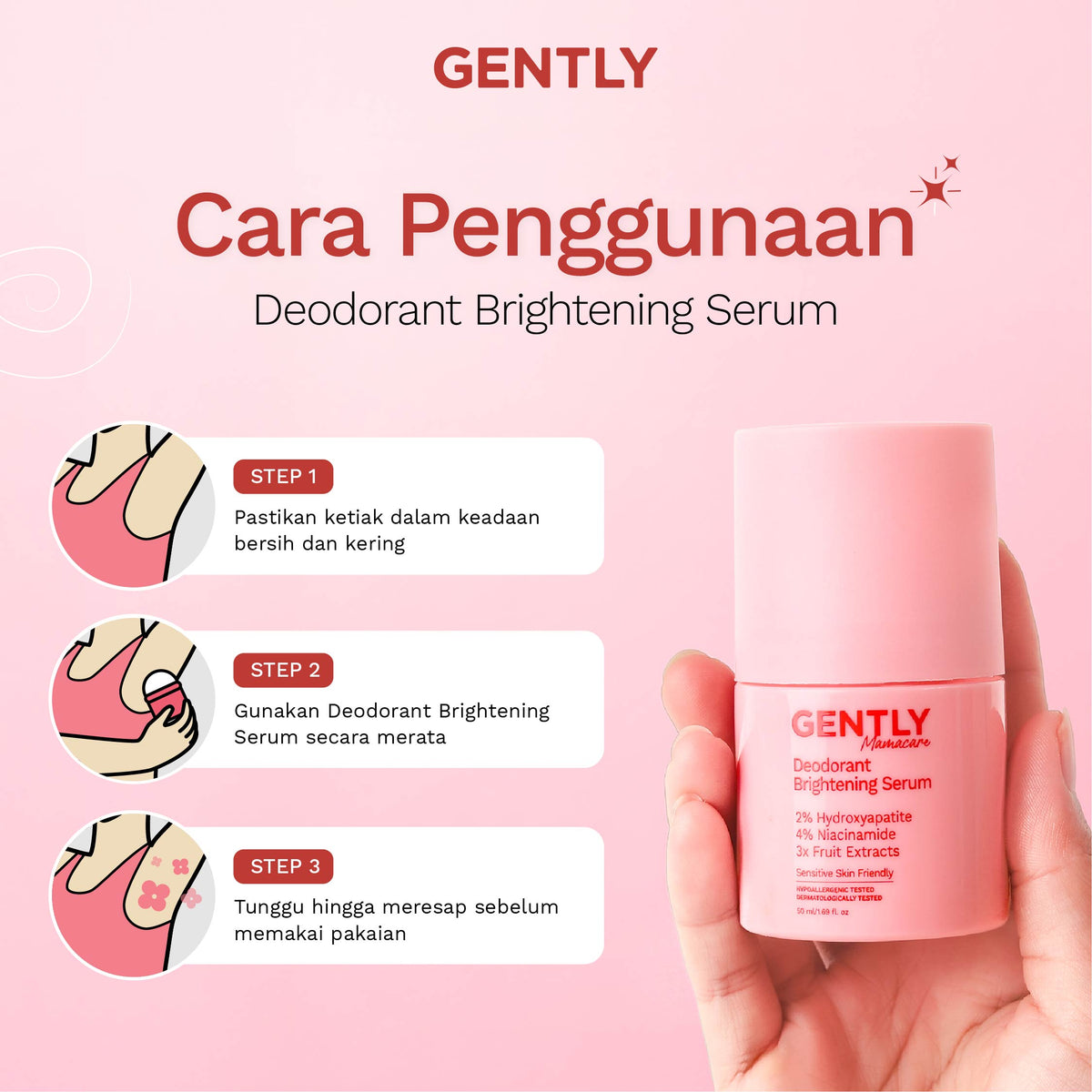 GENTLY Deodorant Brightening Serum | Menahan bau & keringat, dan Mencerahkan Ketiak I Non Aluminum