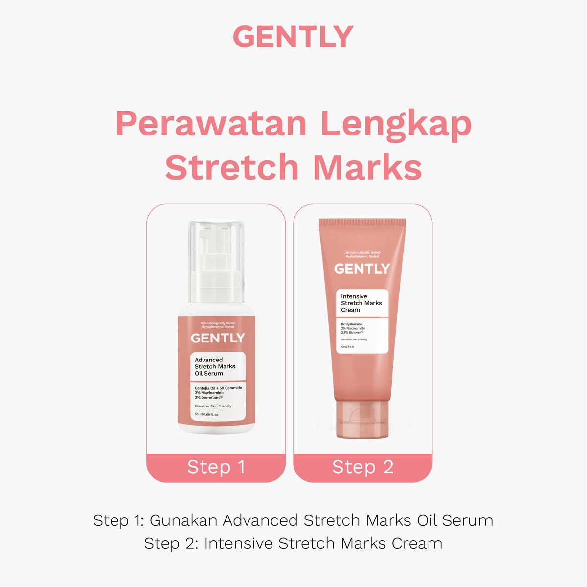 GENTLY Stretch Marks Combo | Intensive Stretch Marks Cream 100 g + Advanced Stretch Marks Oil Serum 50 ml