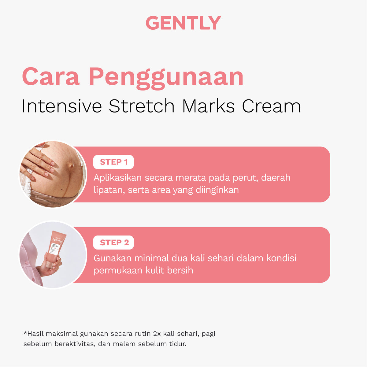 GENTLY Intensive Stretch Marks Cream 100g | Complex Hydrating Formula  5X Natural Soothing Agent | Skincare Ibu Hamil dan Menyusui Terdaftar BPOM | Cream untuk Menyamarkan Peregangan Kulit dan Membantu Melembapkan