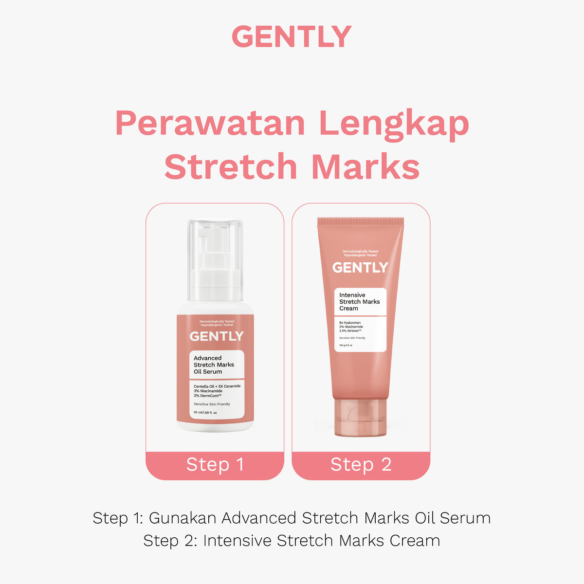 GENTLY Advanced Stretch Marks Oil Serum | Arnica Oil + 5x Ceramide + Magnolia Extract + 3% Niacinamide Snow Crocus Extract + Vegan Collagen | Skincare Ibu Hamil dan Menyusui Terdaftar BPOM | Oil Serum untuk Menyamarkan Peregangan Kulit