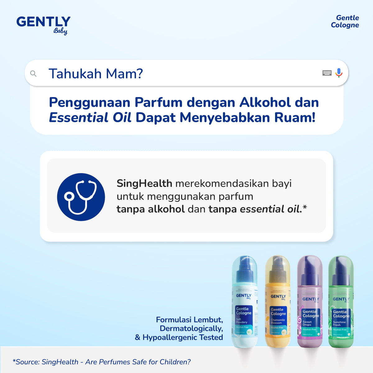 GENTLY Baby Gentle Cologne - Parfum Bayi Non Alkohol - Wangi Parfum Tahan Lama - Newborn & Sensitive-skin Friendly