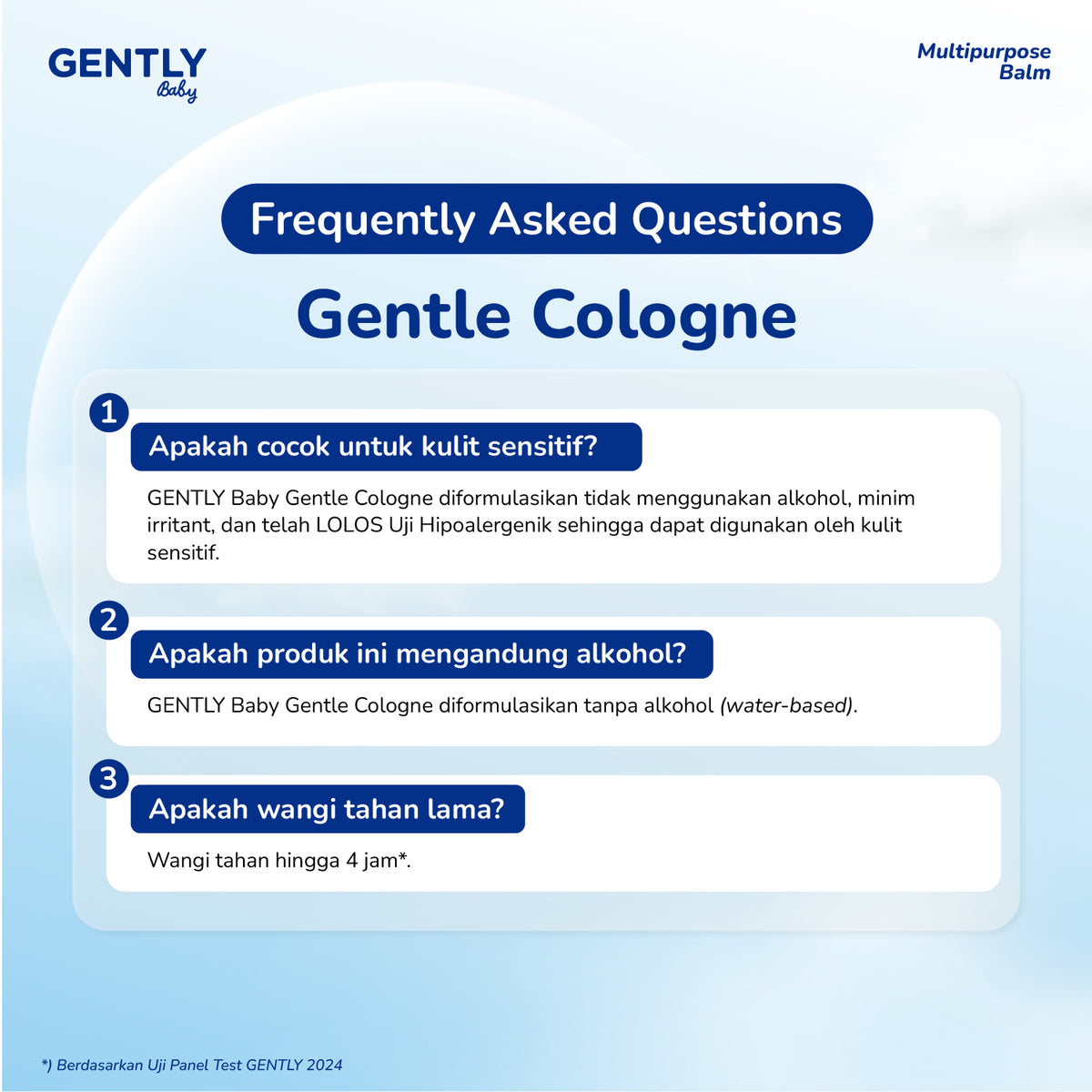 GENTLY Baby Gentle Cologne - Parfum Bayi Non Alkohol - Wangi Parfum Tahan Lama - Newborn & Sensitive-skin Friendly