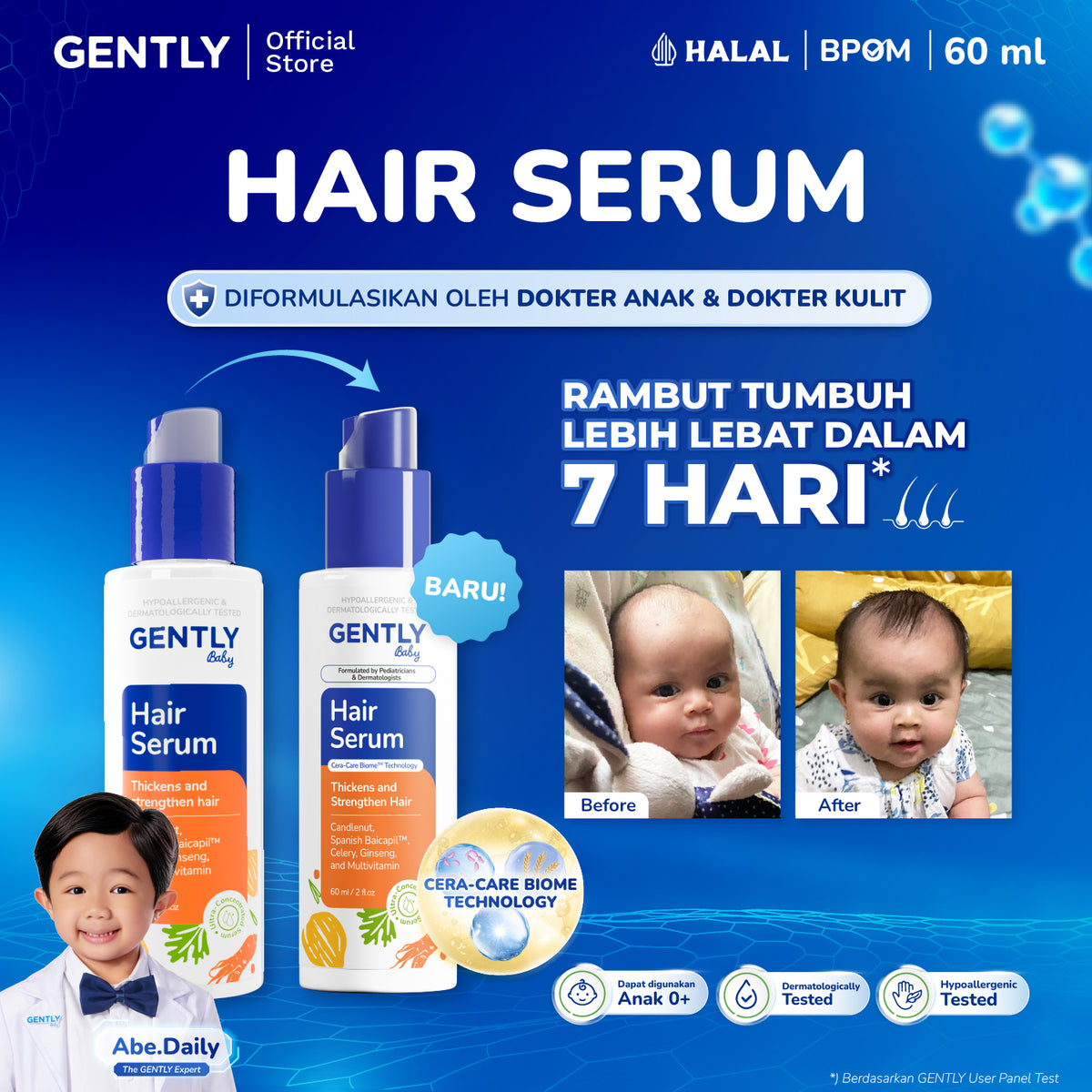 GENTLY Baby Hair Serum 100ml | Serum Penumbuh & Penyubur Rambut Bayi dan Anak | Haircare Bayi & Anak-Anak