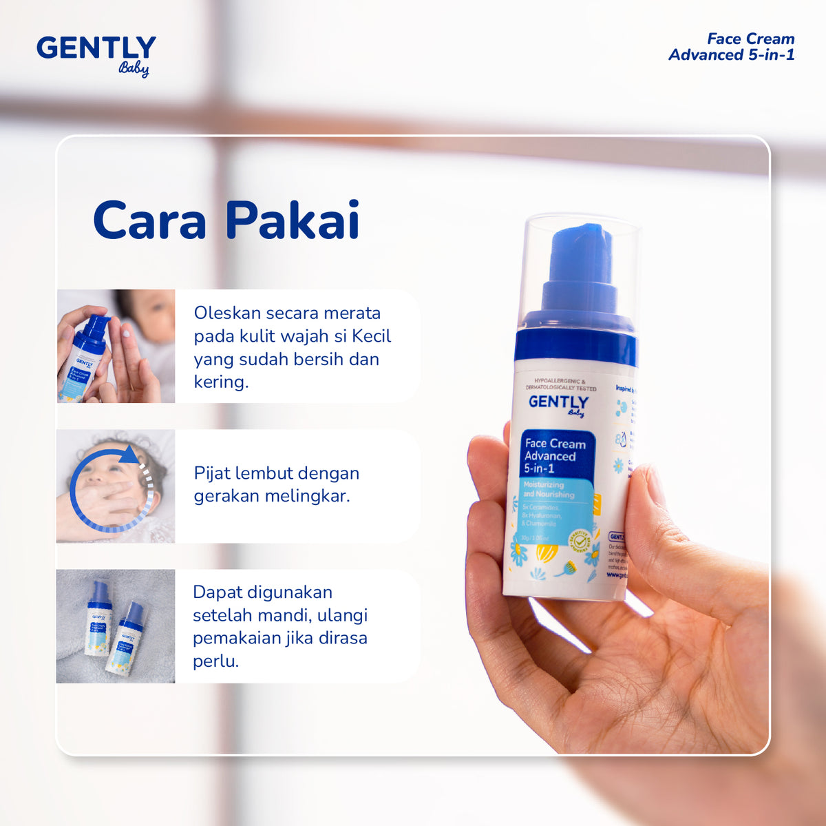 GENTLY Baby Face Cream Glow Barrier 30g | Pelembap Wajah Bayi Jaga Skin Barrier & Kulit Tampak Lebih Cerah | Skincare Bayi