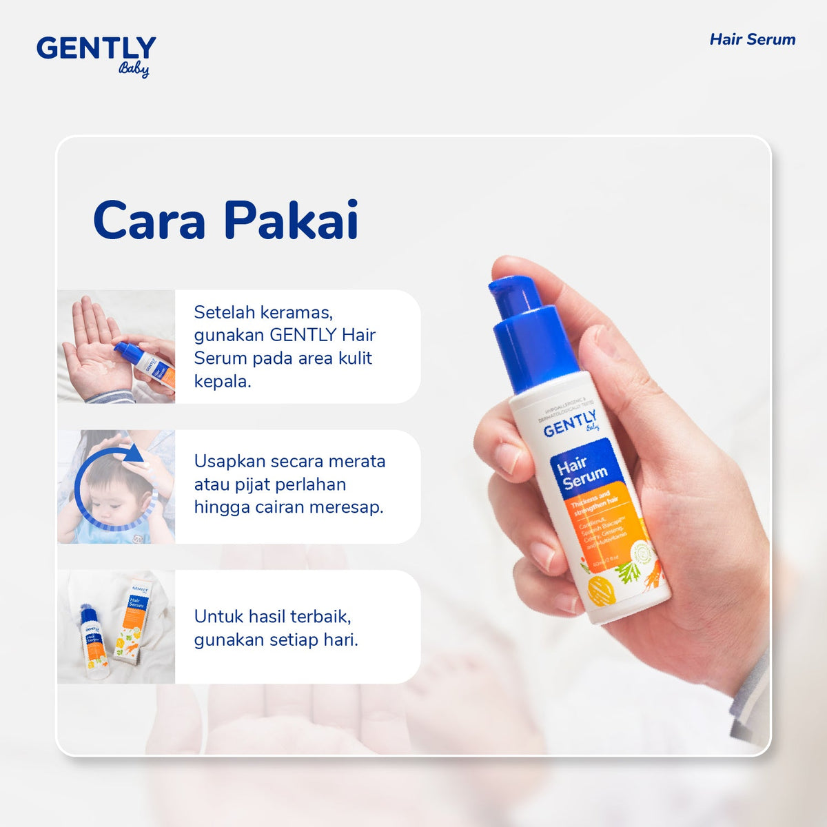 GENTLY Baby Hair Serum 100ml | Serum Penumbuh & Penyubur Rambut Bayi dan Anak | Haircare Bayi & Anak-Anak