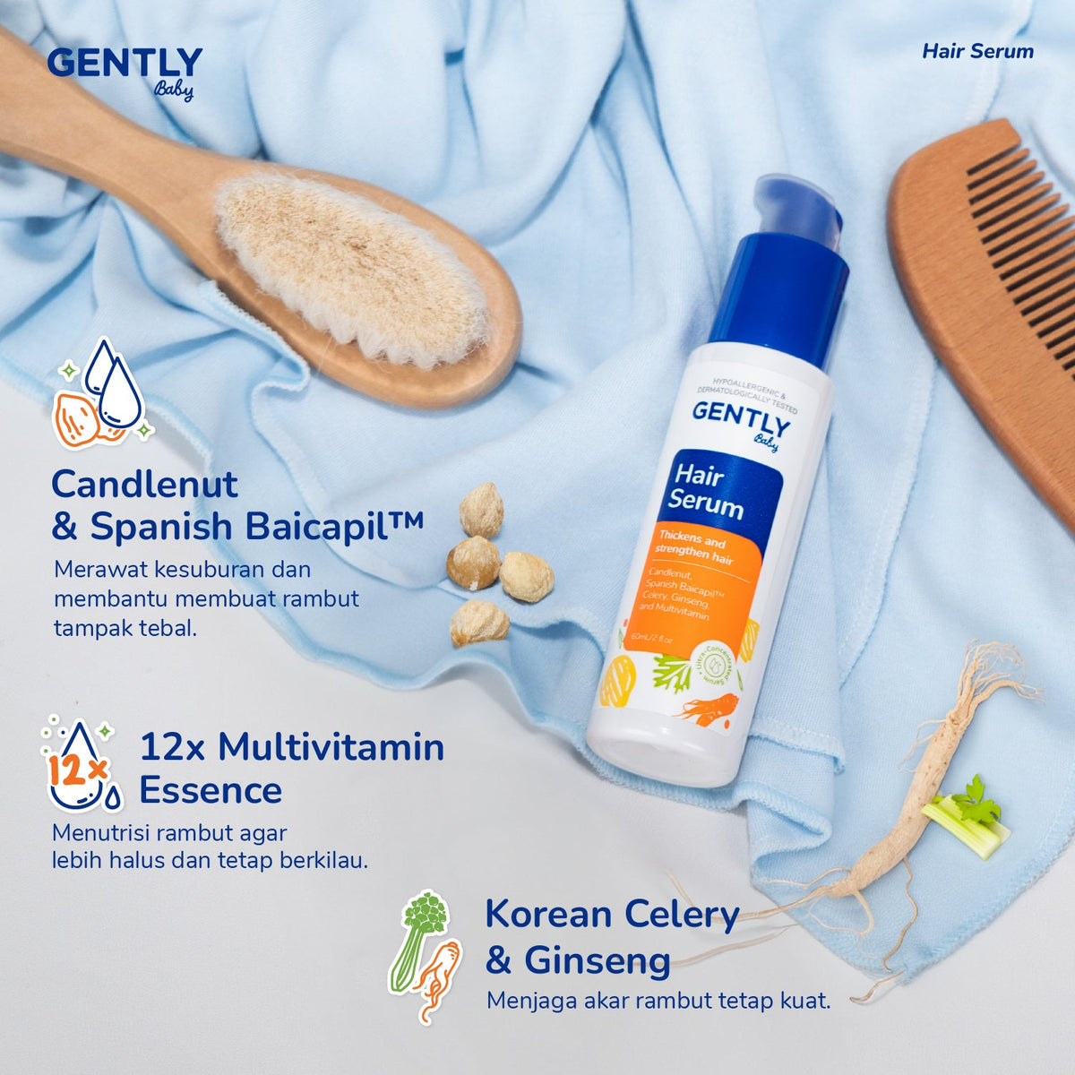 GENTLY Baby Hair Serum 100ml | Serum Penumbuh & Penyubur Rambut Bayi dan Anak | Haircare Bayi & Anak-Anak