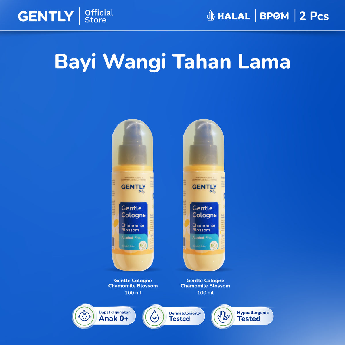 GENTLY Baby Gentle Cologne - Parfum Bayi Non Alkohol - Wangi Parfum Tahan Lama - Newborn & Sensitive-skin Friendly