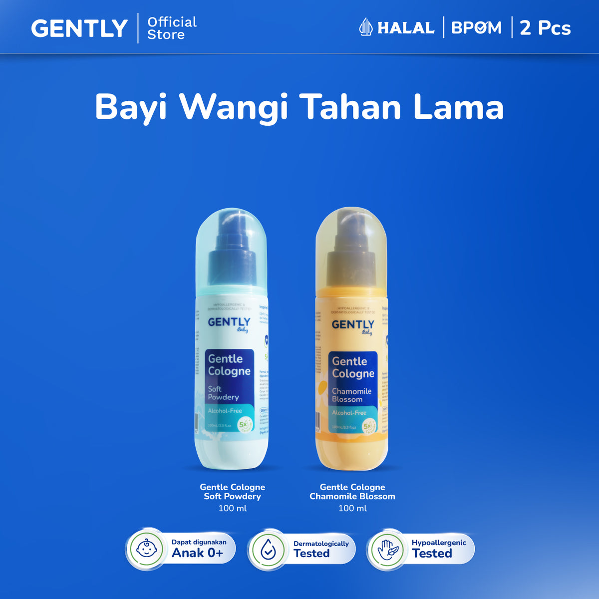 GENTLY Baby Gentle Cologne - Parfum Bayi Non Alkohol - Wangi Parfum Tahan Lama - Newborn & Sensitive-skin Friendly