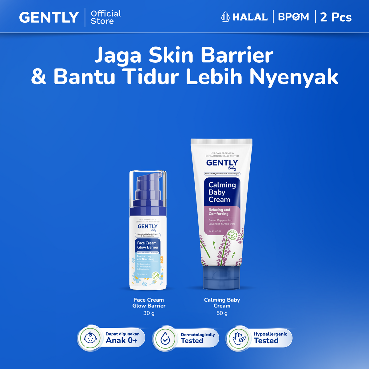 GENTLY Baby Face Cream Glow Barrier 30g | Pelembap Wajah Bayi Jaga Skin Barrier & Kulit Tampak Lebih Cerah | Skincare Bayi