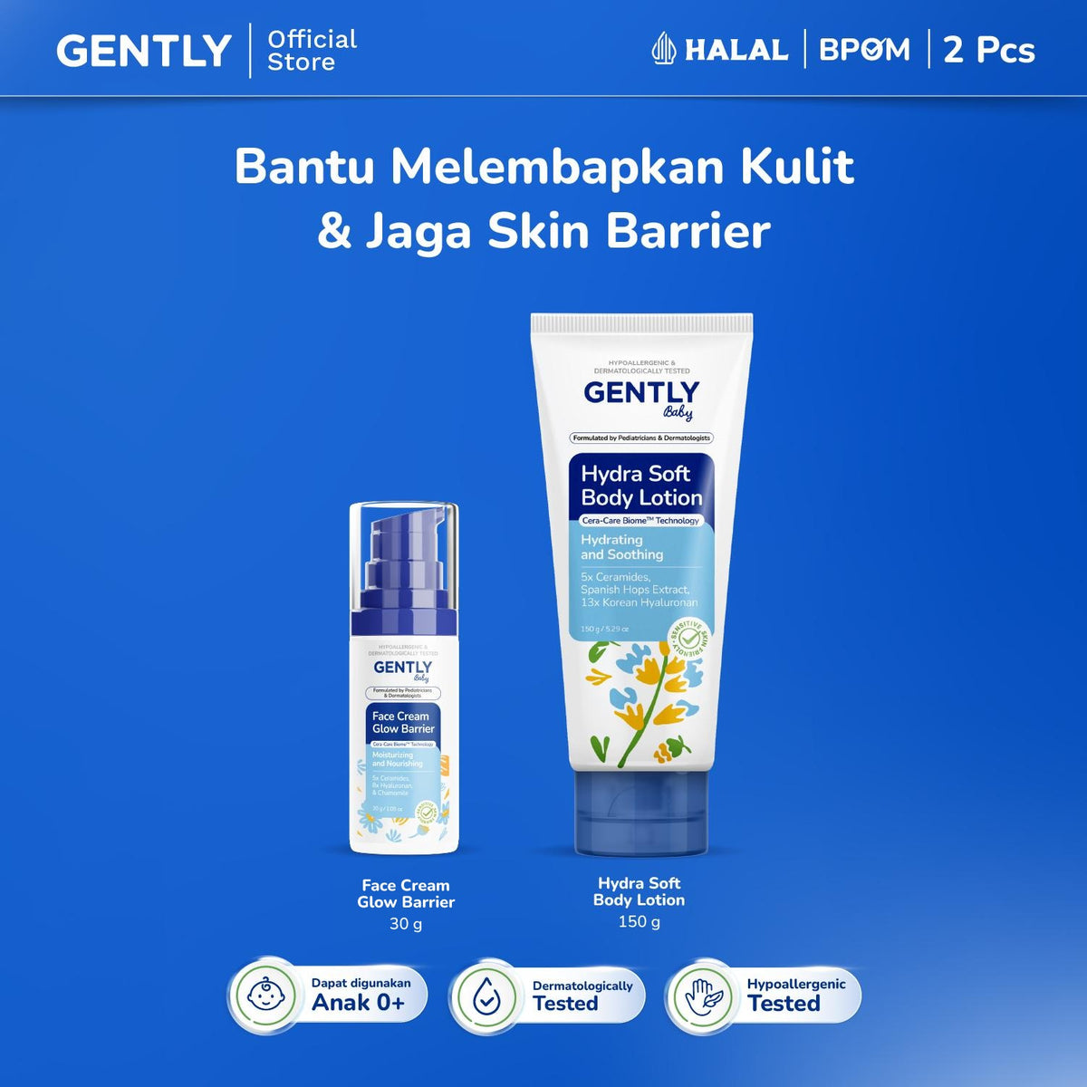 GENTLY Baby Face Cream Glow Barrier 30g | Pelembap Wajah Bayi Jaga Skin Barrier & Kulit Tampak Lebih Cerah | Skincare Bayi