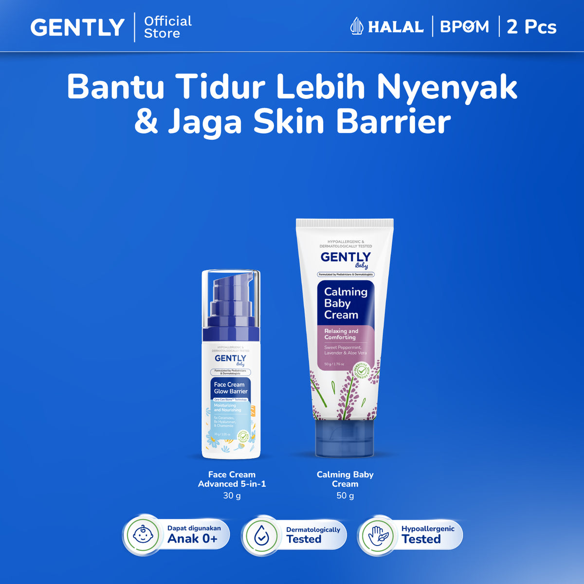 GENTLY Baby Face Cream Glow Barrier 30g | Pelembap Wajah Bayi Jaga Skin Barrier & Kulit Tampak Lebih Cerah | Skincare Bayi