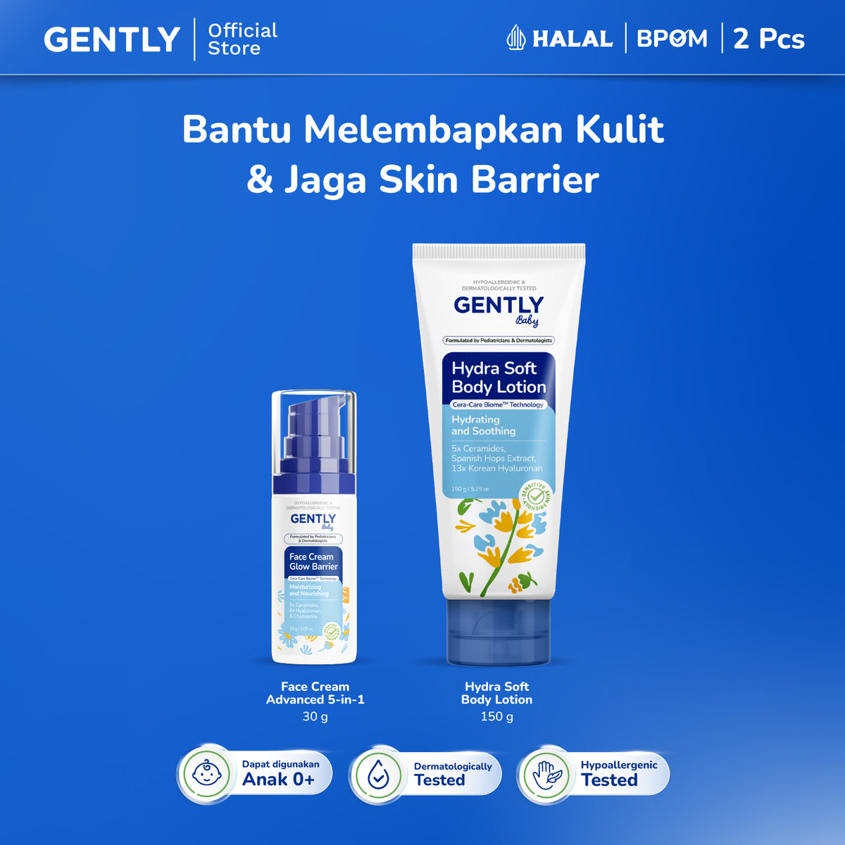 GENTLY Baby Face Cream Glow Barrier 30g | Pelembap Wajah Bayi Jaga Skin Barrier & Kulit Tampak Lebih Cerah | Skincare Bayi