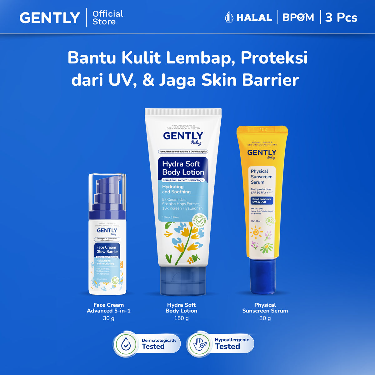 GENTLY Baby Face Cream Glow Barrier 30g | Pelembap Wajah Bayi Jaga Skin Barrier & Kulit Tampak Lebih Cerah | Skincare Bayi