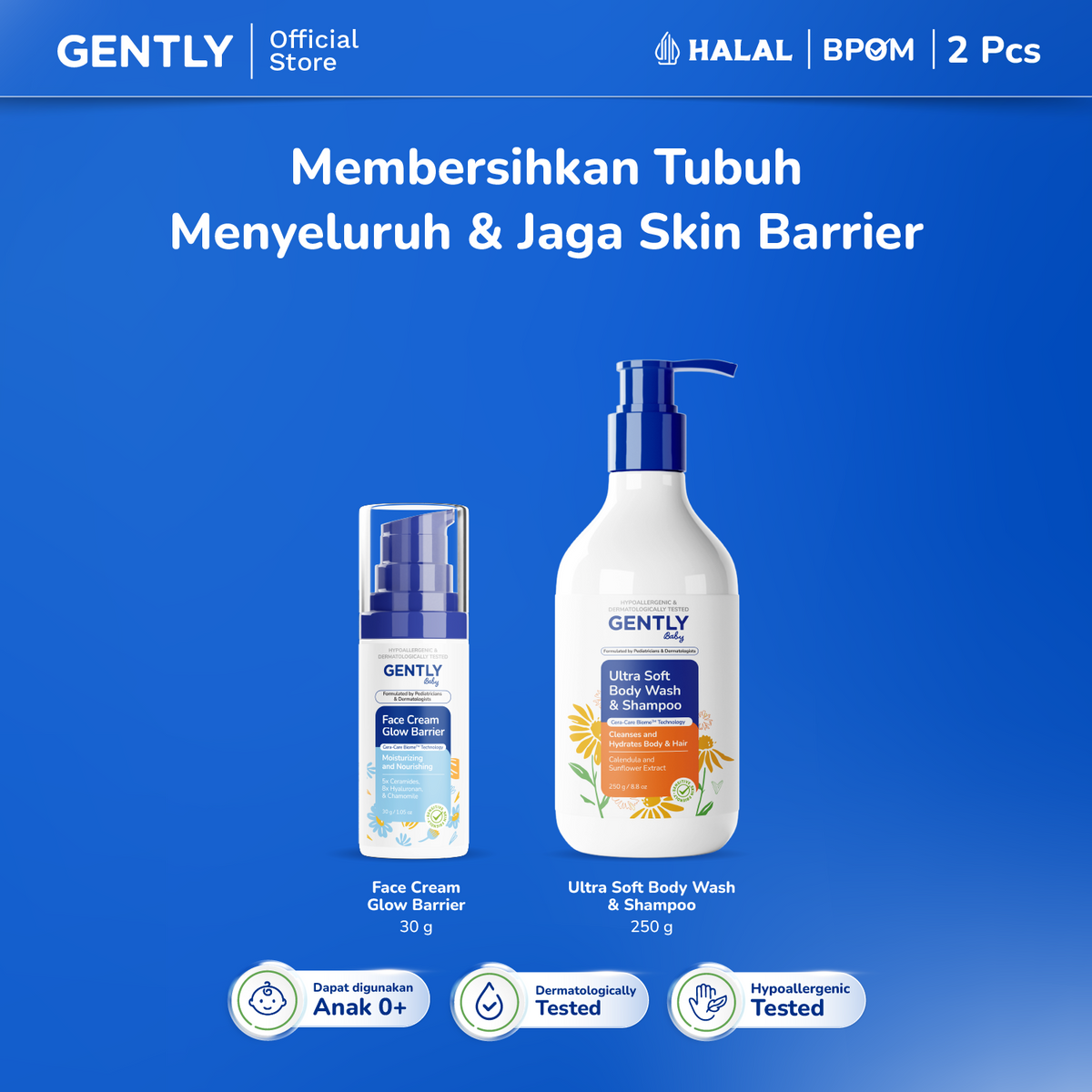 GENTLY Baby Face Cream Glow Barrier 30g | Pelembap Wajah Bayi Jaga Skin Barrier & Kulit Tampak Lebih Cerah | Skincare Bayi