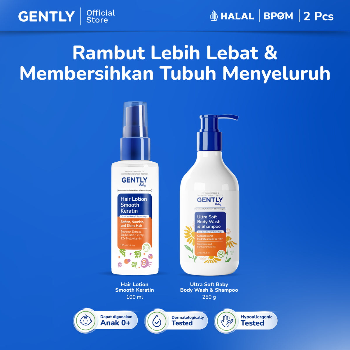 GENTLY Baby Hair Lotion 100ml | Lotion Melebatkan & Melembutkan Rambut Anak | Hair Care Bayi & Anak-Anak