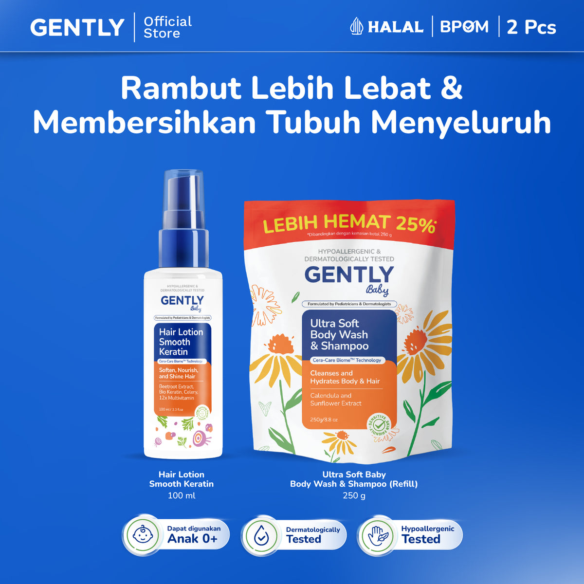 GENTLY Baby Hair Lotion 100ml | Lotion Melebatkan & Melembutkan Rambut Anak | Hair Care Bayi & Anak-Anak