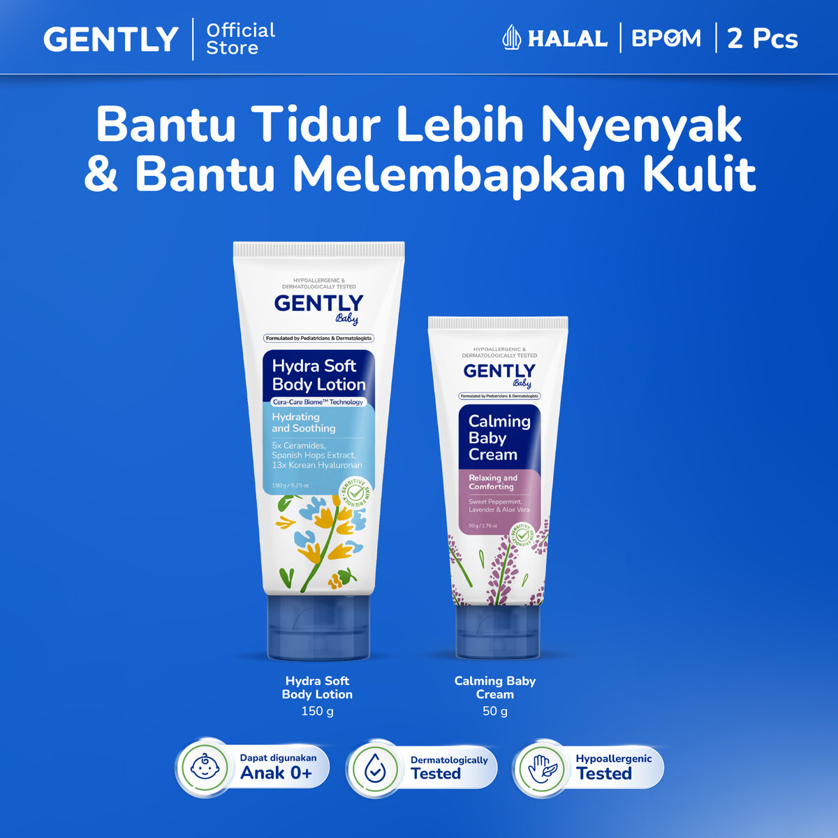 GENTLY Baby Hydra Soft Body Lotion 150g | Lotion Bayi Kulit Lembap 24 Jam, Sehat, Skin Barrier Terawat | Lotion Anak Untuk Kulit Kering dan Sensitif
