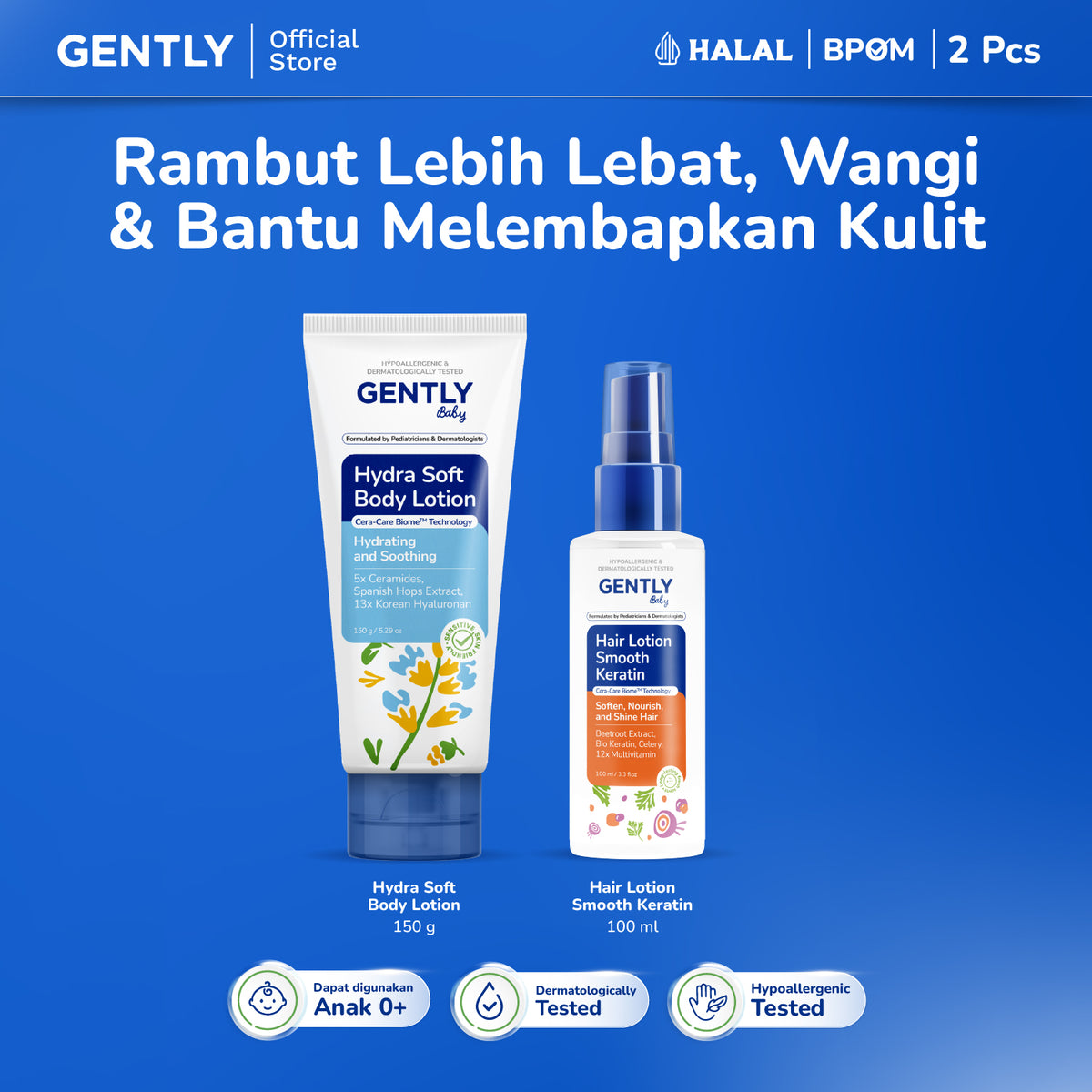GENTLY Baby Hydra Soft Body Lotion 150g | Lotion Bayi Kulit Lembap 24 Jam, Sehat, Skin Barrier Terawat | Lotion Anak Untuk Kulit Kering dan Sensitif