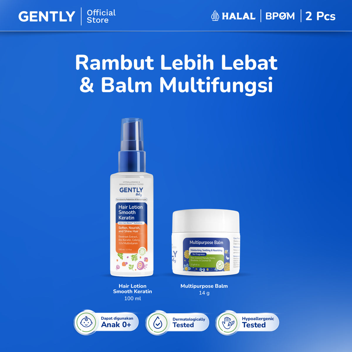 GENTLY Baby Hair Lotion 100ml | Lotion Melebatkan & Melembutkan Rambut Anak | Hair Care Bayi & Anak-Anak