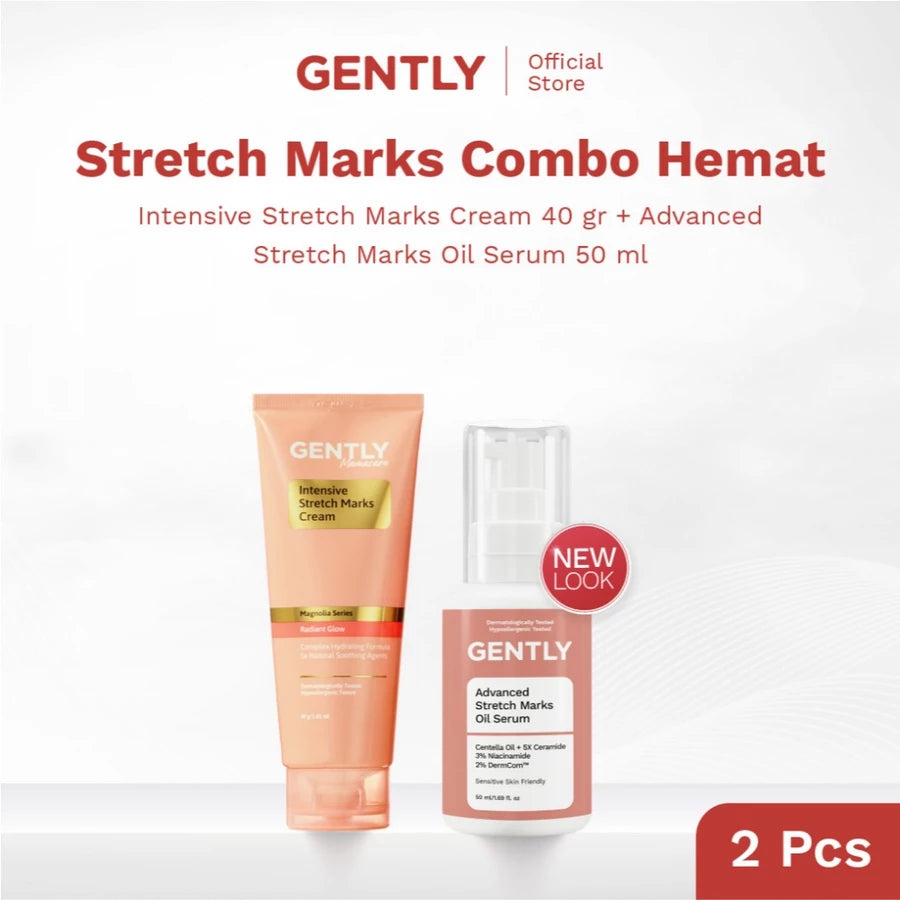 GENTLY Stretch Marks Combo | Intensive Stretch Marks Cream 100 g + Advanced Stretch Marks Oil Serum 50 ml